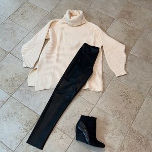 Free People oversized cream large-cable knit sweater